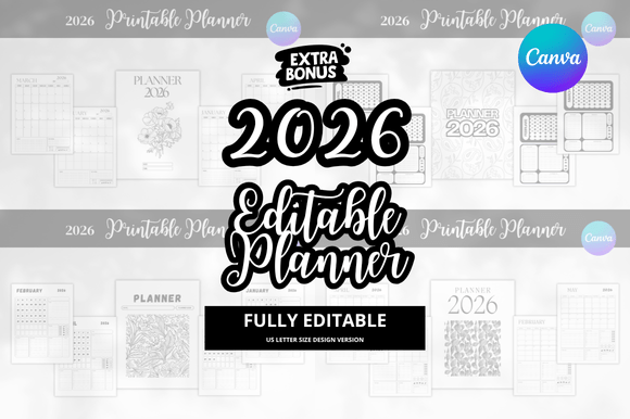 2026 + Bonus Planner Editable Bundle: Your Design Toolkit
