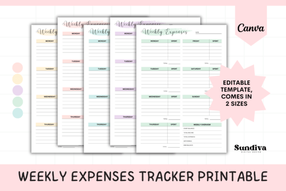 Editable Weekly Expenses Tracker Sheet 2: Budgeting Made Visual
