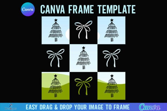 Elevate Holiday Designs with a Checkered Christmas Tree Canva Frame Bow