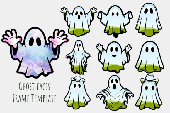 Ghost Faces Halloween Canva Frame: Spooky Style Made Simple