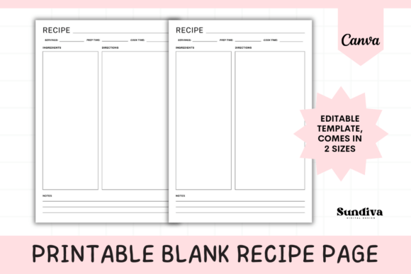Organize Your Kitchen: Blank Recipe Page Canva Template 5