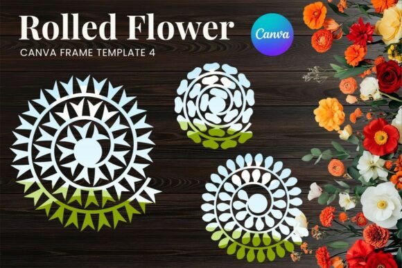 Rolled Paper Flower Canva Frame_4: A Digital Design Tool