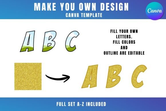 Slanted Alphabet Letter Frame a-Z Canva: Design with Dynamic Flow