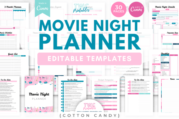 Streamline Your Soiree: The Movie Night Planner Canva Edition