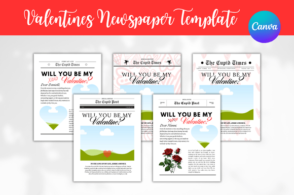 Transform Your Etsy Shop with the 5 Valentines Newspaper Canva Bundle