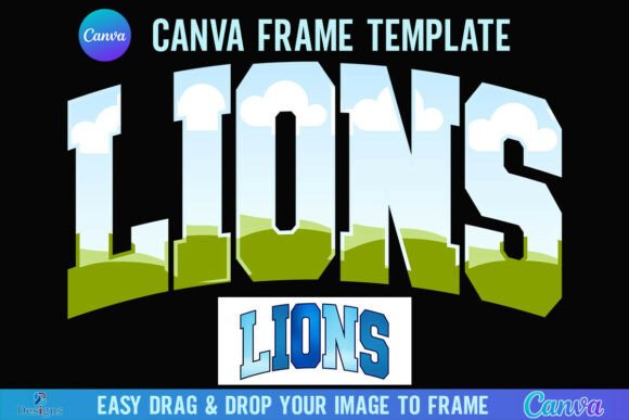 Unleash School Pride with the Lions Canva Frame Varsity Mascot